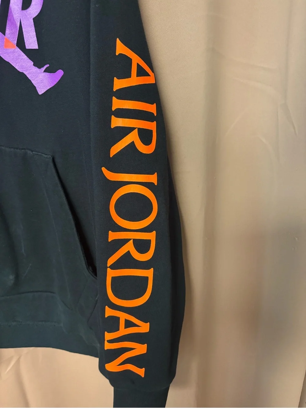 Nike Air Jordan Jumpman Hoodie XL Black Purple Orange Fleece Pullover Streetwear